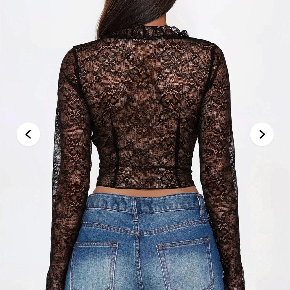 NEW with tags Fashion Nova Glance in my Direction Lace Flyaway Ruffle Top - Picture 2 of 5